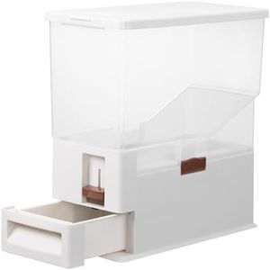 Navaris Contenedor de Comida para Perro y Gato - Cubo Hermetico de Pienso de 14 L con Porción Regulable para Perros o Gatos - Recipiente de Almacenaje Gris Transparente