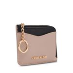 Anne Klein Zip and Go Curved Card Case In Color-Blocked, Stone/Black, One Size, Zip and Go Curved Card Case in Color-blocked