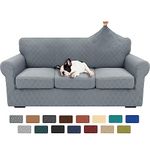 YEMYHOM 2024 Newest Pattern 4 Pieces Couch Covers for 3 Cushion Couch High Stretch Thickened Sofa Cover for Pets Anti Slip Elastic Slipcovers Living Room Furniture Protector (Sofa, Light Grey)