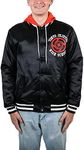 Bioworld Jujutsu Kaisen TJHS Logo Men's Navy Hooded Satin Bomber Jacket-Large