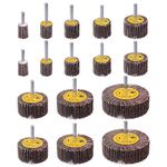 AOKLIT 16 Pcs 1/4" Shank Abrasive Flap Wheel Sander, 80 Grit Aluminum Oxide Cylindrical Shape Sanding Wheel for Removing and Polishing