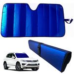 Windshield Sunshade-Thicken 5-Layer Bubble Block Heat and Sun UV Rays,Front Windshield Sun Shade,Sun Visor for Car- Keeps Your Vehicle Cool - 58 x 27.5 Inch (Dark Blue)