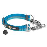 RUFFWEAR Chain Reaction Dog Collar, Martingale Dog Collar with Limited Cinch, Stainless Steel Chain, Blue Dusk, 14"-20"