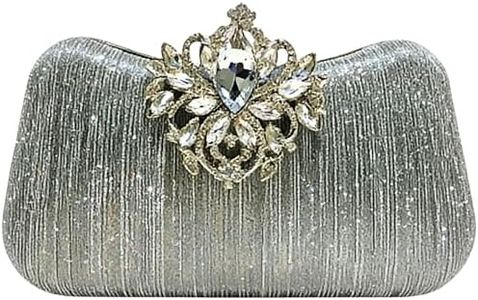 2026 Sparkly Rhinestones Clutch Purse for Women Crystal Evening Bag Glam Rhinestone Clasp Handbag for Party Wedding(Silver)