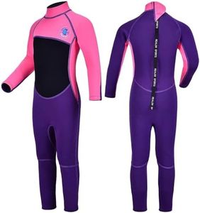 REALON Kids Wetsuit for Girls Boys Toddler 3mm Neoprene Children/Youth Full Wet Suits 2mm Shorty/Long Sleeve Thermal Swimsuits in Cold Water Back Zip Diving Surfing,Pink Girl's Fullsuit,XX-Small