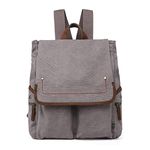 TSD Brand Atona Canvas Backpack, Grey, One Size