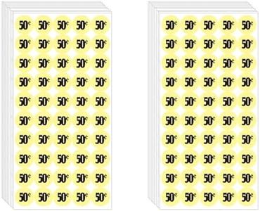 DUGUTUL 1000 pcs 50 Cent Color-Coded Price Stickers for Garage Sale and Flea Market, 3/4" Diameter - Bold Fonts, Clear Visibility, High Visibility, Easy Organization