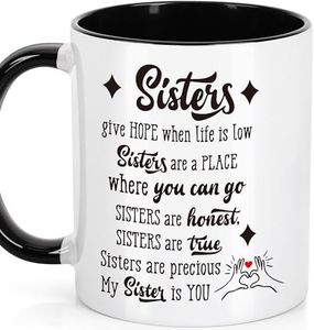 Sister Gifts for Birthday Christmas Unique Sister Presents for Sis Birthday Worlds Best Sister Valentine’s Day Mothers Day Women Friends - 11 Oz Mug