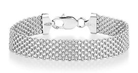 Miabella Solid 925 Sterling Silver Italian 12mm Mesh Link Chain Bracelet for Women Men, Made in Italy, 7 inch, Sterling Silver