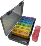 Weekly Pill Box Organiser,HIDOU Travel Tablet Boxs 7 Day 3 Times 21 copartments to Hold Plenty of vitamins,medication,supplements