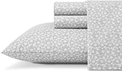 MARIMEKKO - Queen Sheets, Cotton Percale Bedding Set, Crisp & Cool Home Decor (Pikkuninen Unikko Grey, Queen)