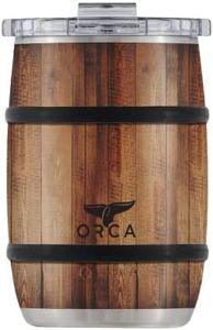 ORCA Barrel 12oz | Temperature Insulated, Stainless Steel Tumbler with a Classy Wood Grain Print, for Whiskey, Beer, or Coffee — Dark Oak