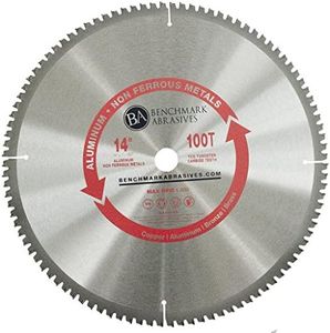 Benchmark Abrasives TCT Saw Blade 14 Inch Tungsten Carbide Tipped Circular Saw Blade with 5/8" Arbor for Cutting Aluminum, Non Ferrous Metals, 14 Inch Metal Cutting Blade (14" 100 Teeth)