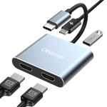 USB C to Dual HDMI Adapter, 4 in 1 HDMI Splitter for Dual Monitors 4K@60Hz, USB C, PD 100W, Extend Laptop to 2 Monitors HDMI for MacBook Pro/Air, iPad, Surface, Dell, Galaxy, Chromebook