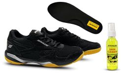 Grade Winner Memory Foam Badminton Shoes for Men Black | Non Marking Shoes for Badminton Men | Squash Shoes and Table Tennis Non Marking Shoes for Men | Lightweight and Comfortable Gum Sole Shoes