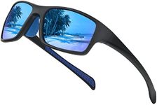 WASAIKKU Polarized Sunglasses for Men Women Fashion Sunglasses with 100% UV Protection Sports Fishing Driving Shades(Black Frame With Blue Lens)