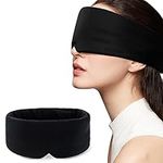 BLSSNZ Sleep Masks for Women Man,Light Blocking Sleep Mask for Side Sleeper，Soft Dual-Sided All-Season Eye Mask for Sleeping,large Blindfold with Adjustable Velcro for Travel,Nap,Yoga（Black)