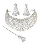 DENICRAAS CZ (Cubic zirconia) American Diamond Designer Jewellery Set/Necklace Set with Chain & Earring for Girls/Women