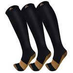 Copper Compression Socks for Men & Women(3 Pairs),15-20mmHg is Best for Running,Athletic,Medical,Pregnancy,Travel