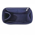 SHINLAD Felt Insert Bag Organizer, Bag In Bag For Handbag Purse Organizer Bag for Longchamp bag organizer insert (Navy-Side Zipper, Long-Medium(9.25"(W) x 4.92"(D) x5.9"(H)))