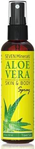 Seven Minerals Travel Size Organic Aloe Vera Spray with 100% Pure Aloe From Freshly Cut Aloe Plant, Not Powder - No Xanthan,So It Absorbs Rapidly With No Sticky Residue (2 fl oz)