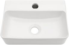 Lordear Floating Bathroom Sink Wall Mounted Vessel Sink 14.5x10x4.2 Inch Wall hung Small White Ceramic Wash Basin Sink