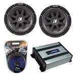 Harmony Audio Kicker (2) 43C104 10" Comp C10 Series Sub 300W Peak Car Subwoofer Bundle with Harmony HA-A400.1 Amplifier & Amp Kit