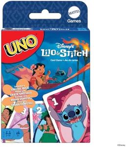 Mattel Games - UNO Disney Lilo e Stitch, versione dell'iconico gioco di carte per tutta la famiglia, regole speciali e carte ispirate al film Disney, giocattolo per bambini, 7+ anni, JCC10