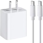 2Pack Set USB C Charger Block, 6.6 FT USB C to USB C Cable, Fast Charging Block Cube Brick Plug Adapter Compatible for with iPhone 15 Pro Max Plus, iPad Pro 12.9/11, iPad 10th, iPad Air/Mini, White