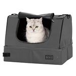 Petsfit Litter Box with Lid, Waterproof Bottom, High Cover Enlosure, Standard Cat Litter Boxes, Leak-Proof, Lightweight Gray, 40cm x 30cm x 12cm