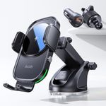 Auckly 【QC3.0+Sucker+Clip】 Car Phone Holder Wireless Charger,Qi 15W Fast Wireless Car Charger Automatic Sensor Phone Holder Vent Mount Compatible for iPhone 12 13 14 15 16 17 Pro Max Plus Mini 11 XS