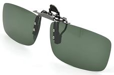 Roshfort Polarized Clip-On Sunglasses for Eyeglasses Lightweight Driving Glasses Attachment (Italic) (Italic Green)