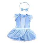 Lito Angels Baby Infant Girls Princess Cinderella Costume Bodysuit Romper Onesie Fancy Dress Up with Headband Age 9-12 Months