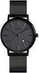 MASTOP Women's Quartz Watches Ultra-Thin Gorgeous Simple Petite Wrist Watches Small Dial Mesh Steel Bracelet (X Black)