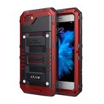 Mitywah for iPhone 7 / iPhone 8 SE 2020 Case Waterproof Shockproof Full Body Protective Cover Built-in Screen Protection Armor Military Grade Defender Heavy Duty Rugged Metal Shell Outdoor, Red