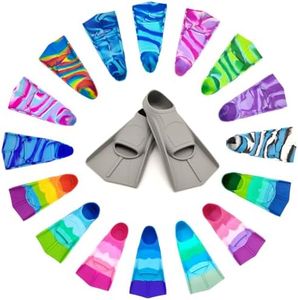 Fadgesy Swimming Training Fins,Comfortable Silicone Flippers for Swimming and Diving,Size Suitable Kids Girls Boys Adult (XXXS, Grey)