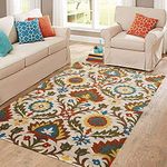 HassanCarpet Wool Carpet Quality Matters Highly Solid Density Wool Woven Carpet for livingroom Bedroom Hall Area Rug Calin (Color MULTI26 Size 5 X 8)