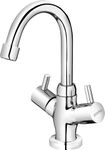 Plantex Pure Brass Basin Mixer Tap Hot & Cold with Teflon Tape/Tabletop Wash Basin Tap for Home with 360° Swivel Spout-7 Year Warranty (ICO-909-Chrome)