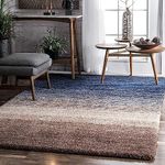 CARPET CAPITAL Modern Texture Shag Area Rug Fluffy Microfiber 2inch Pile for Living Room, Bedroom(8x11feet,Turquoies8)