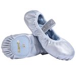 s.lemon Leather Ballet Shoes,Split-Sole Dance Practice Ballet Slipper for Beginners Ballerina Silver 23