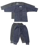 TS LAVI TAVI Front Open Kids Cotton Blend Thermal Top & Pajama Set For Baby Boys & Baby Girls, Pack Of 2 (Grey & Blue) (6-12 Months)