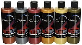 Chroma 1969 Molten Metals Acrylic Paint Set, 8 oz. Bottle, Assorted Color, 6.75" Height, 4" Width, 6" Length (Pack of 6)