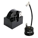 Aopin 2 Pin 1/6HP 125W 15 Ohm Freezers Compressor Thermal Overload Protector + Refrigerator PTC Start Relay, Replacement Part for Car Refrigerator, Portable Freezer, Beverage & Wine & Beer Cooler 1Pcs