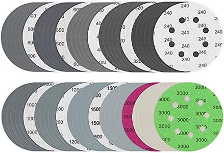60Pcs Sanding Discs, iNUREYE 5 Inch 8 Hole Wet Dry Sandpaper, 240 320 400 600 800 1000 1200 1500 2000 3000 Assorted Grit Hook and Loop Sanding Sheets for Random Orbital Sanders (240-3000 Grit)