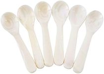 DUEBEL Set of 6 White Mother of Pearl 3.15′′ Caviar Spoons for Caviar, Yogurt, Icecream (White, 8cmx2.3cm)