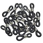 40 Pieces Eyeglass Chain Ends Adjustable Rubber Spectacle End Connectors for Eye Glasses Holder Necklace Chain, Black and Silver, 20 x 4mm