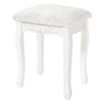 WOLTU Dressing Table Stool, Soft Padded Vanity Stool 37x30x50cm, Makeup Chair for Bedroom, MDF Wood, Baroque Style, Cream White, MB6015cm