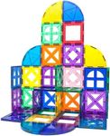 PicassoTiles 36 Piece Magnetic Building Block Quarter Round and Window Set Magnet Construction Toy Educational Kit Engineering STEM Learning Playset Child Brain Development Stacking Blocks Playboards