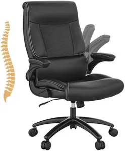 Youhauchair Ergonomic Big and Tall Office Chair, 500LBS PU Leather Executive Desk Chair with Lumbar Support and Flip-up Armrests, High Back, for Home and Office, Black