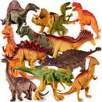 HERSITY Dinosaur Toys for Boys Age 3, 12 PCS Large Realistic Dinosaur Figure Set, 6-7 inch T-rex Triceratops Playset Animal Interactive Toys Gifts for Kids 4 5 6 7 Years Old